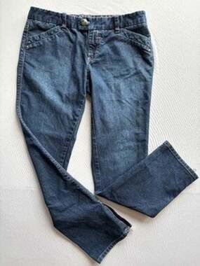 Armani Exchange Jeans Womens S Blue Denim Ankle Zip Straight Leg Mid Rise Rivets